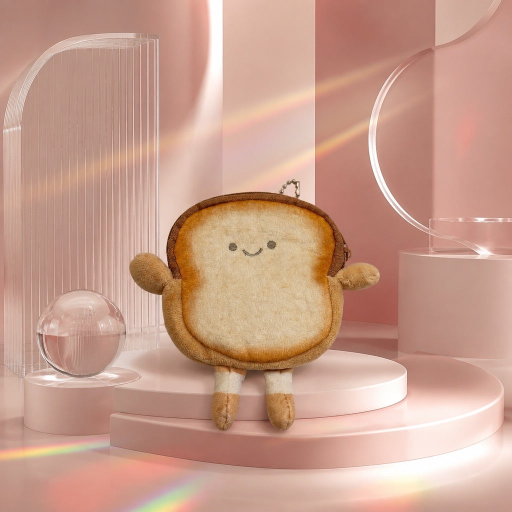 Mr. Toast Zipper Pouch Keychain