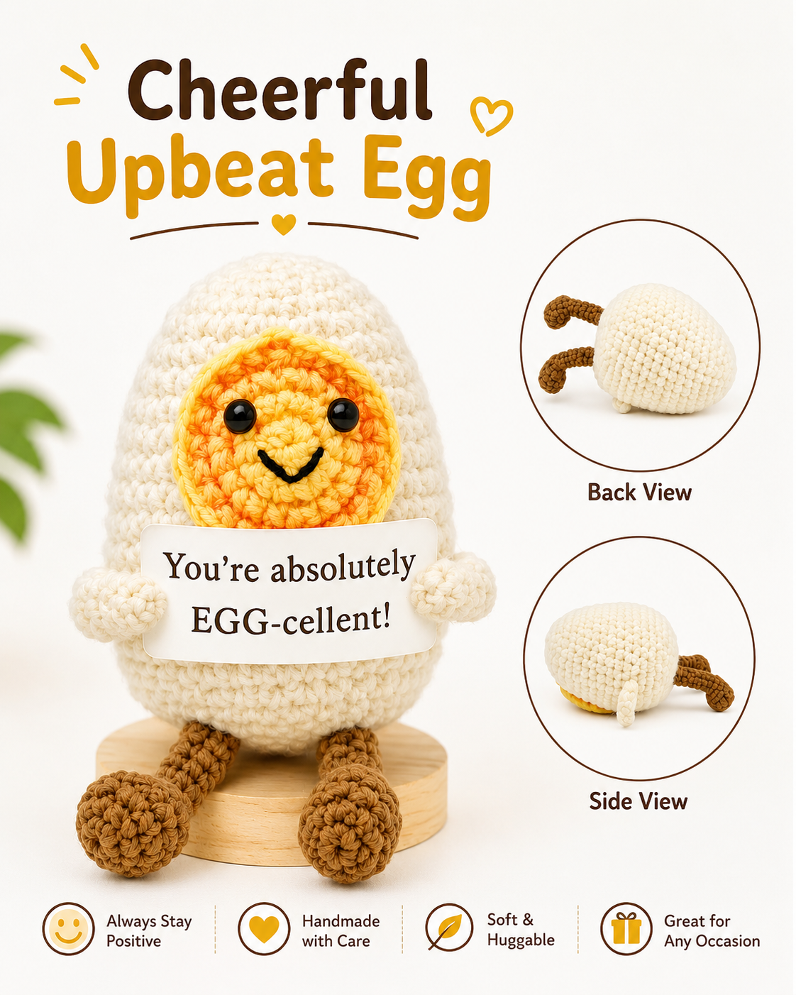Positive Egg Crochet Keychain