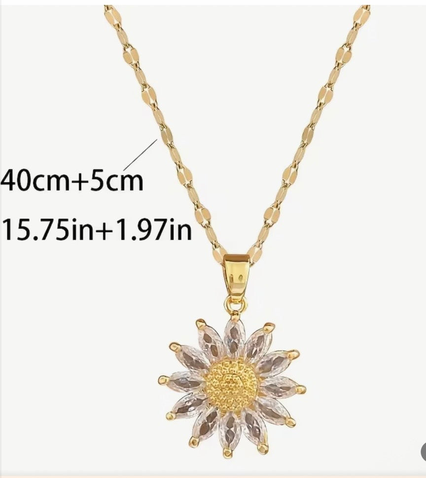 Stainless Steel Sunflower Necklace