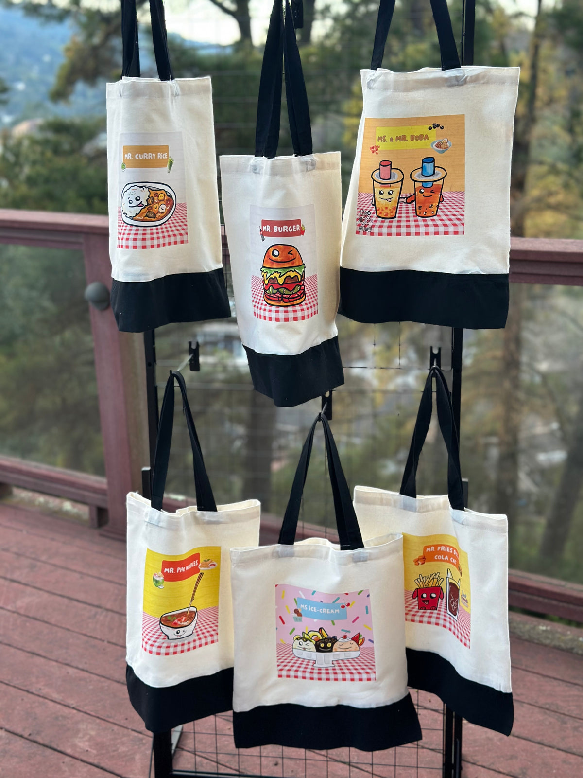 Handmade Foodie Canvas Tote Bag Collection