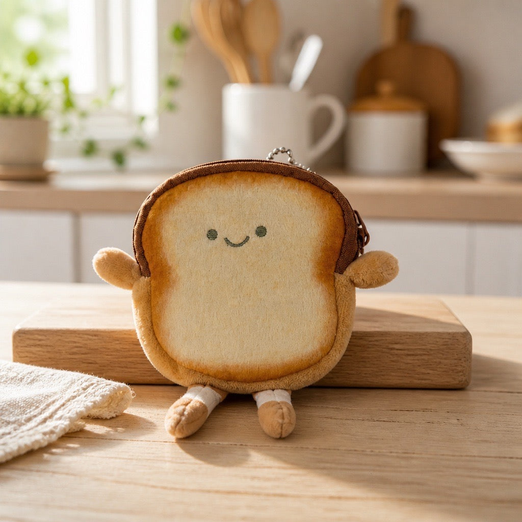 Mr. Toast Zipper Pouch Keychain