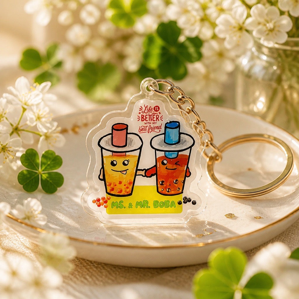 Ms. & Mr. Boba Handmade Keychain