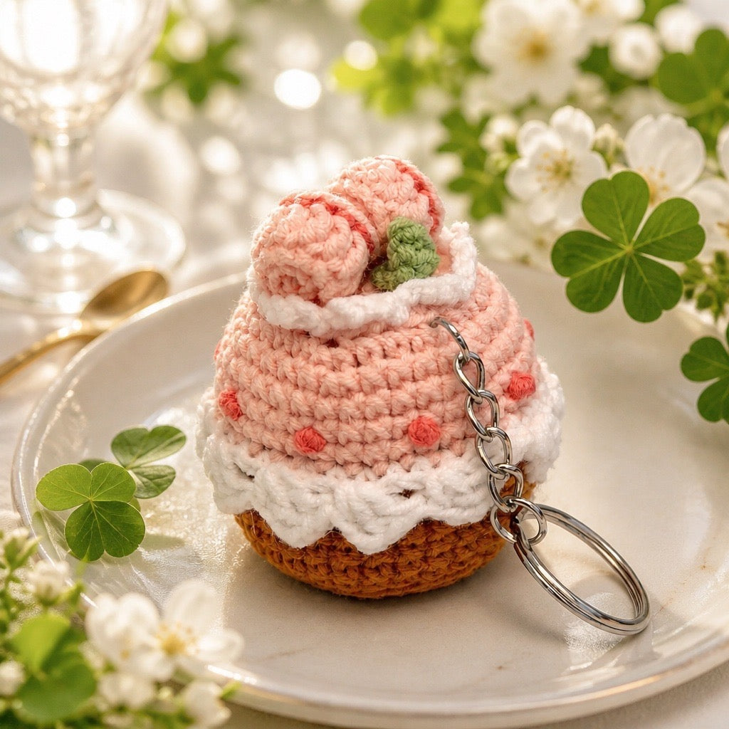 Handmade Crochet Cupcake Keychain Collection