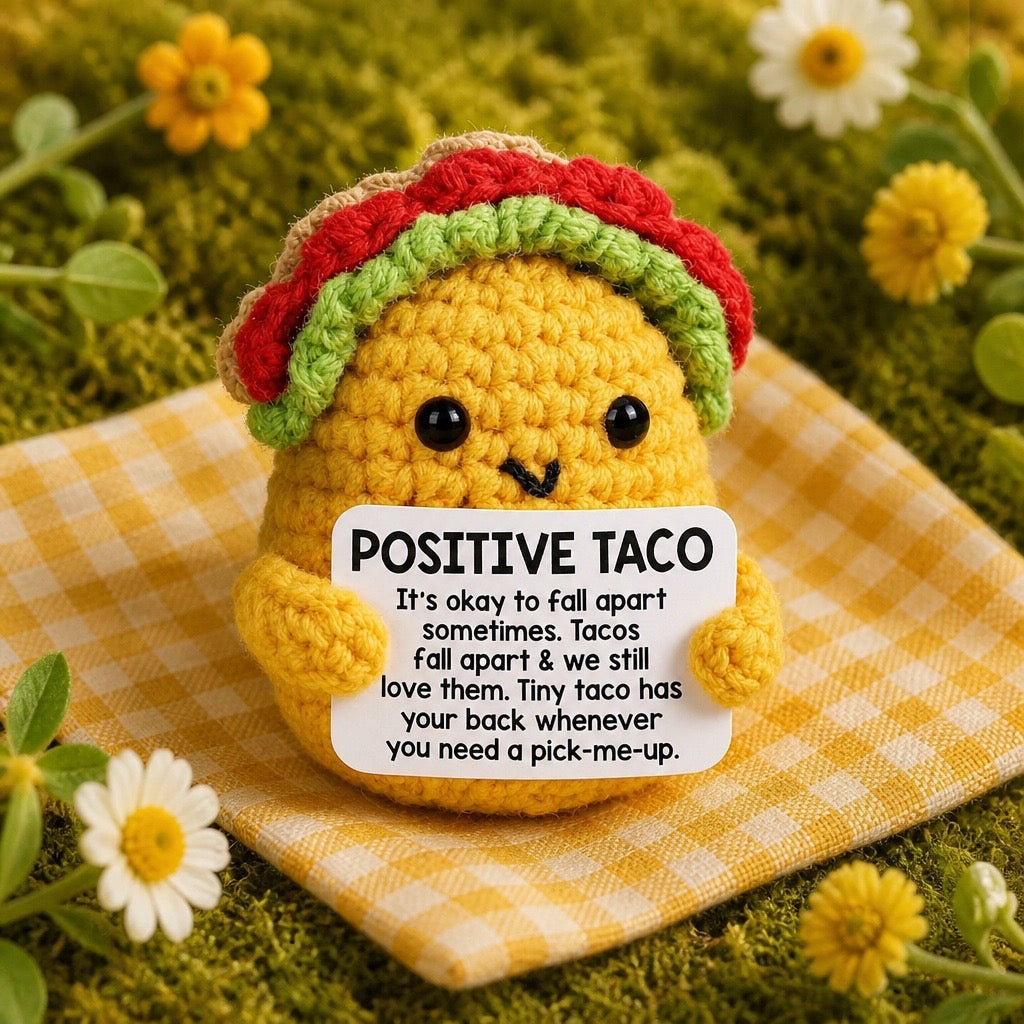Positive Taco Crochet Keychain