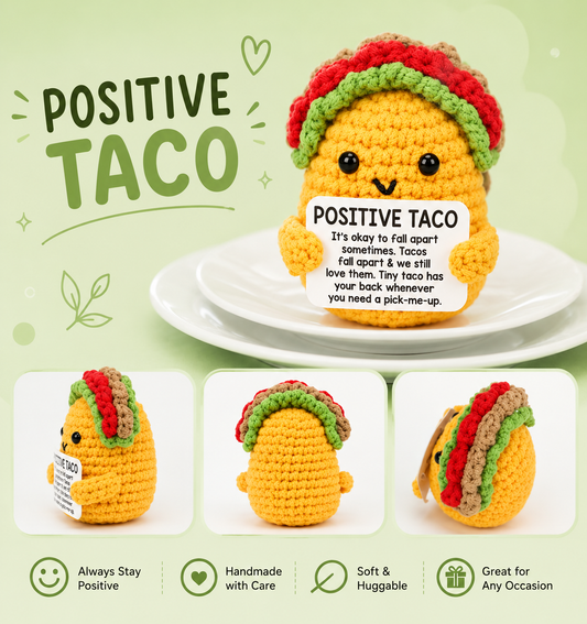 Positive Taco Crochet Keychain