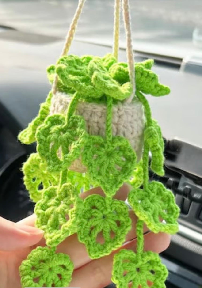 Handmade Crochet Green Hanging Plant