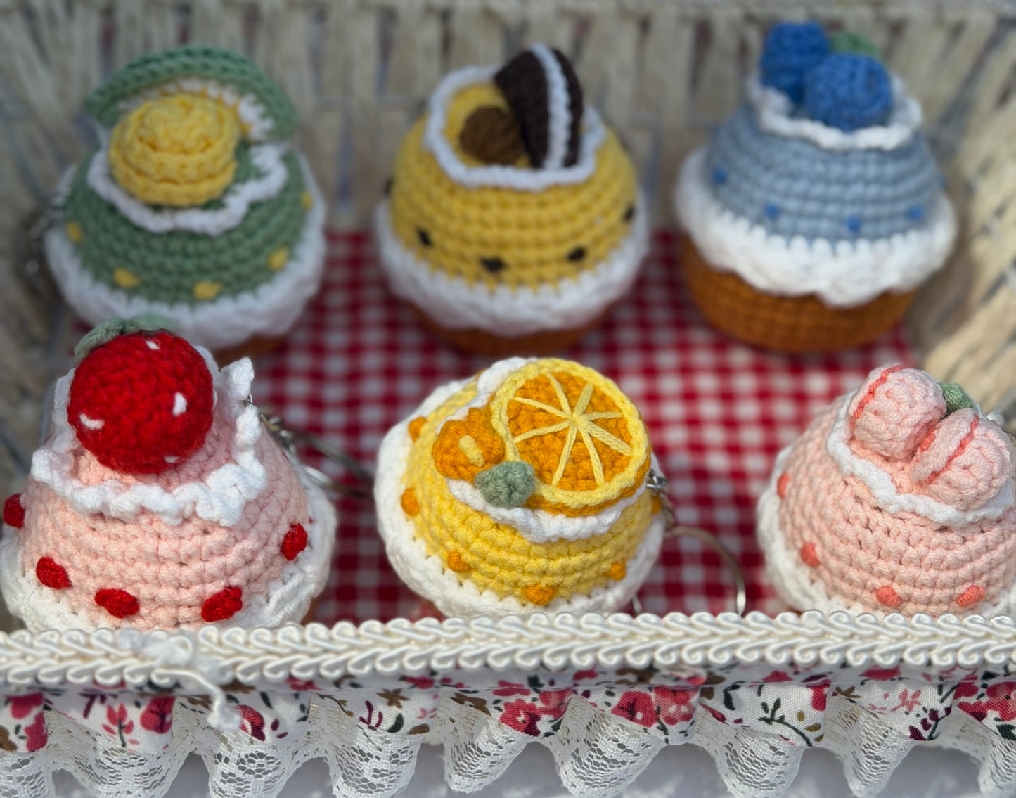 Handmade Crochet Cupcake Keychain Collection