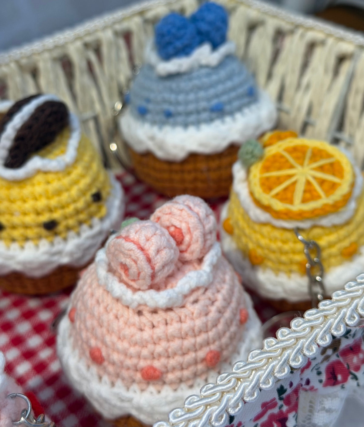 Handmade Crochet Cupcake Keychain Collection