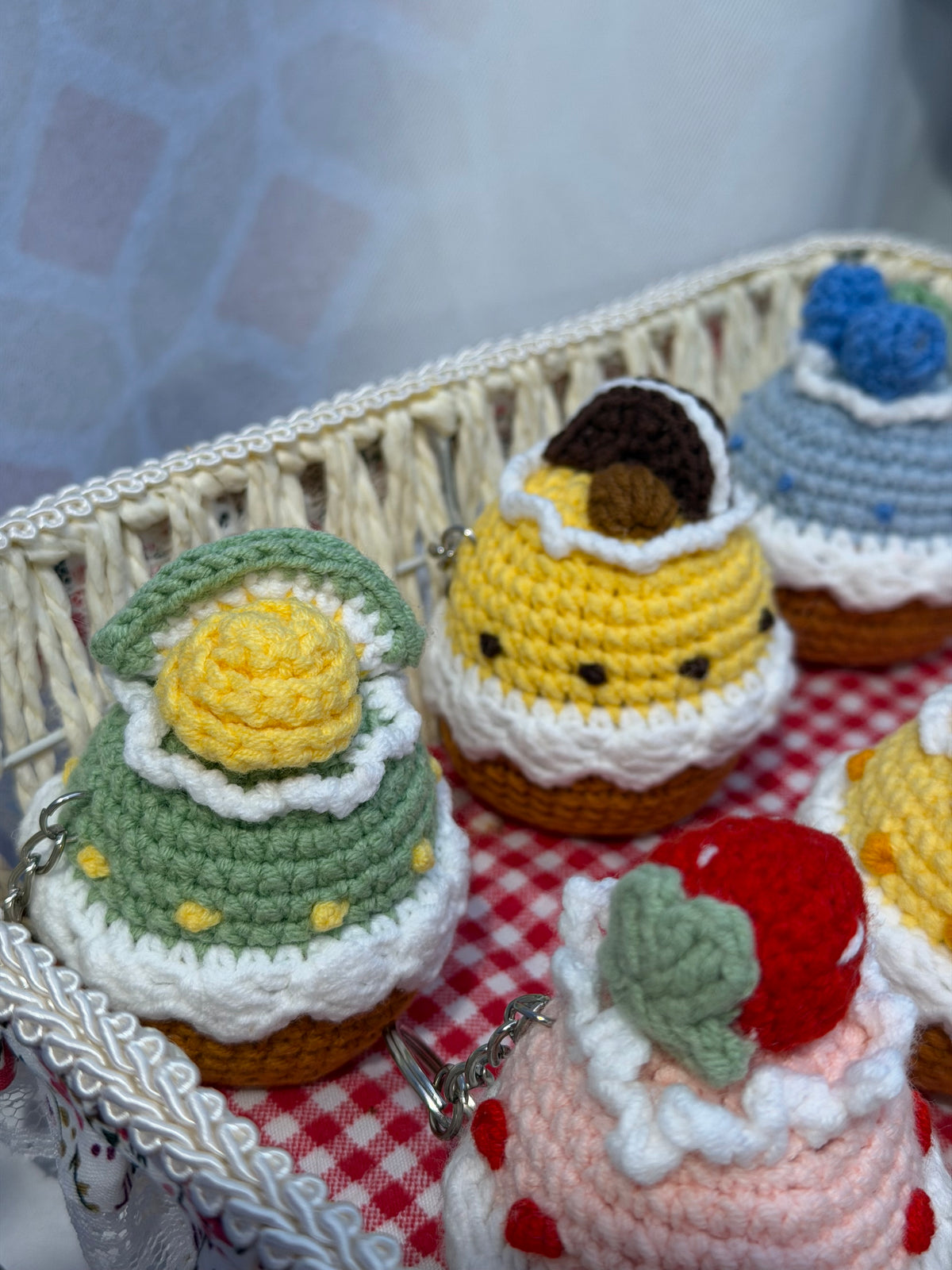 Handmade Crochet Cupcake Keychain Collection