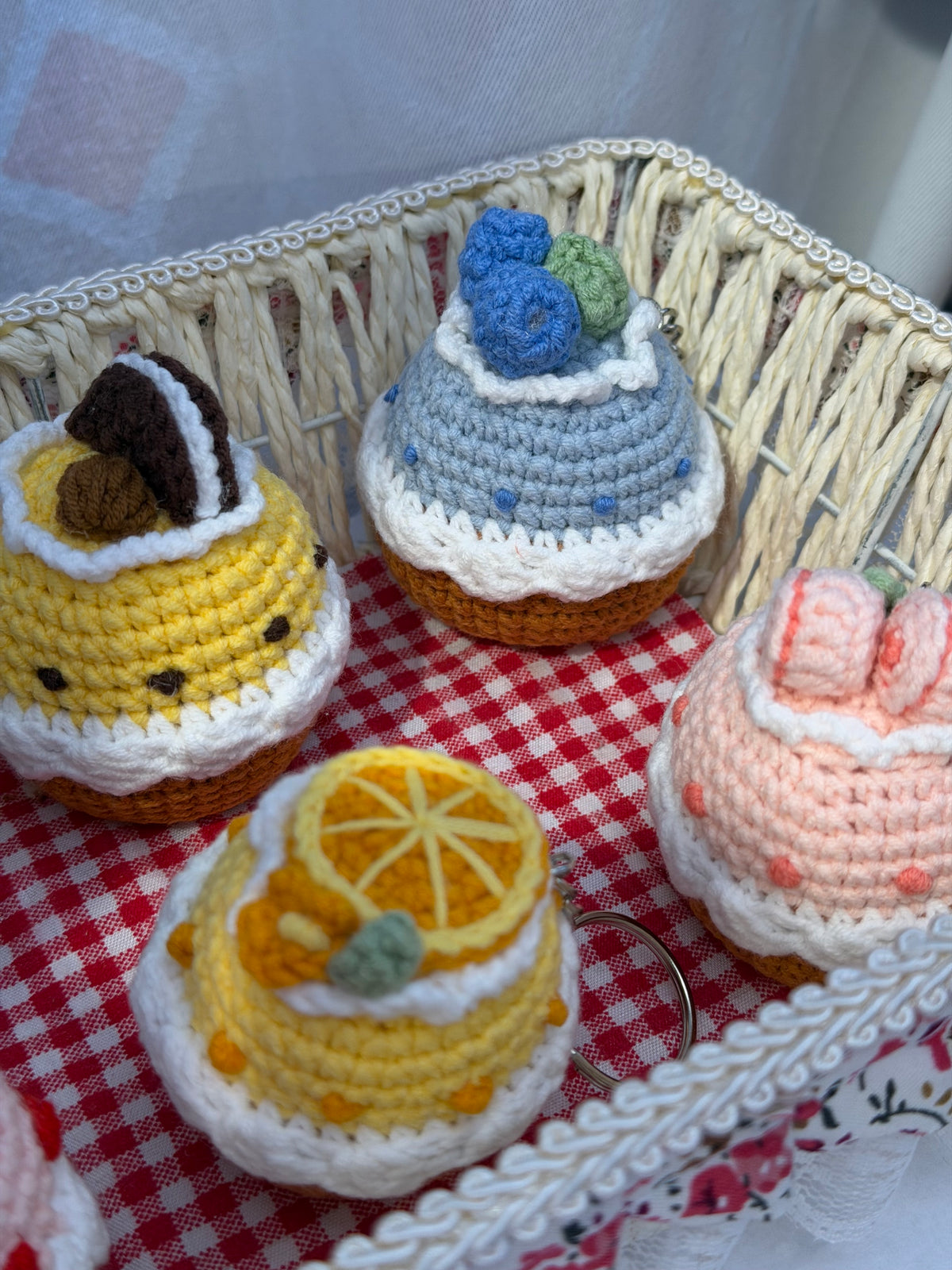 Handmade Crochet Cupcake Keychain Collection