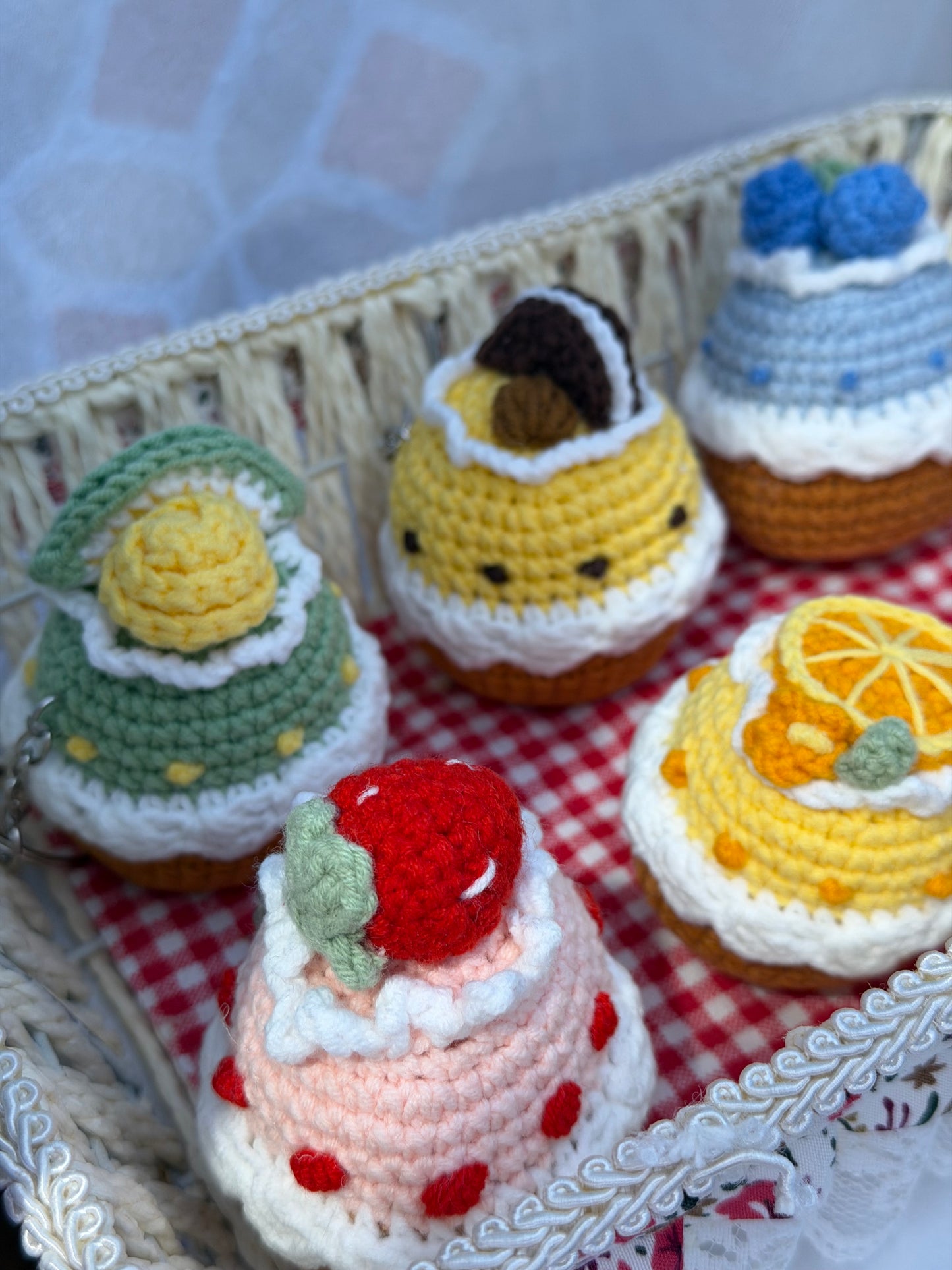 Handmade Crochet Cupcake Keychain Collection