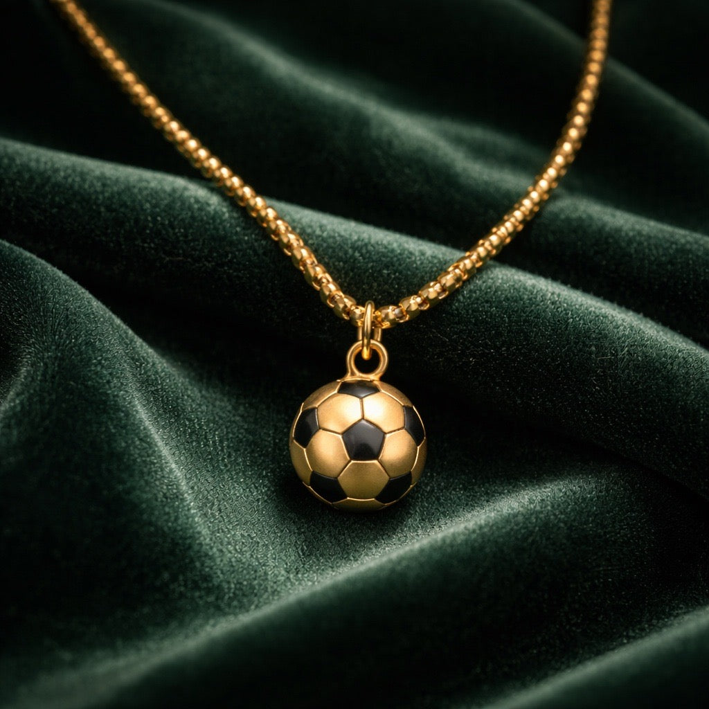 Unisex 18K Gold plated Stainless Steel Soccer Ball Pendant Necklace