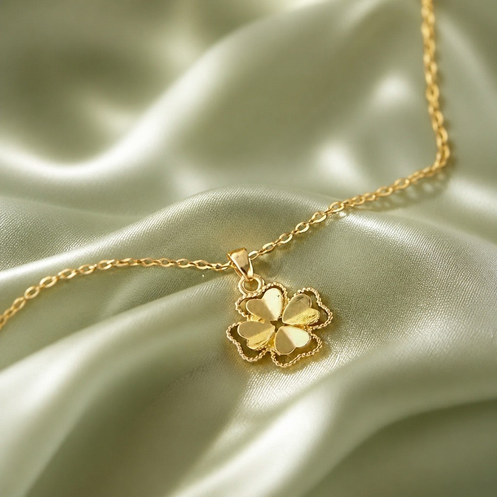 Stainless Steel 18K Gold Plated Four-Leaf Clover Necklace