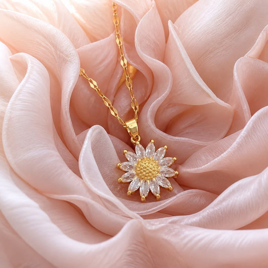 Stainless Steel Sunflower Necklace