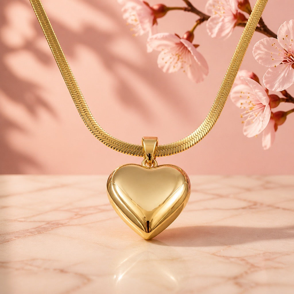 18K Gold-Plated Stainless Steel Heart Necklace