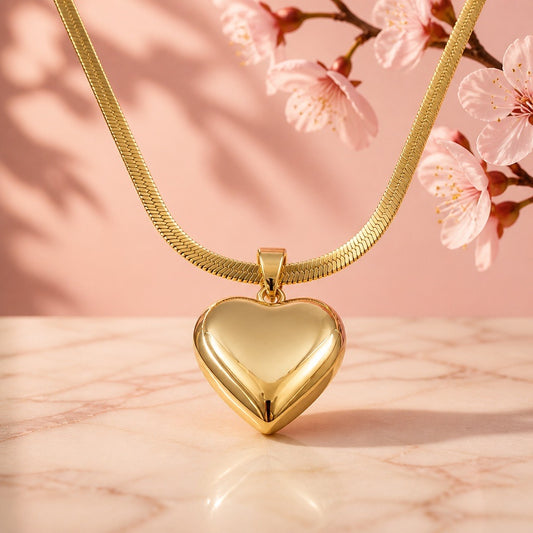 18K Gold-Plated Stainless Steel Heart Necklace