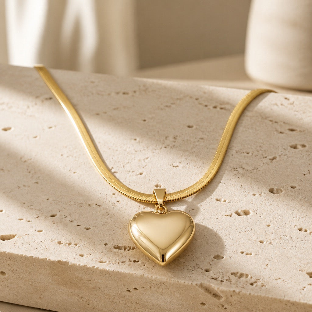 18K Gold-Plated Stainless Steel Heart Necklace