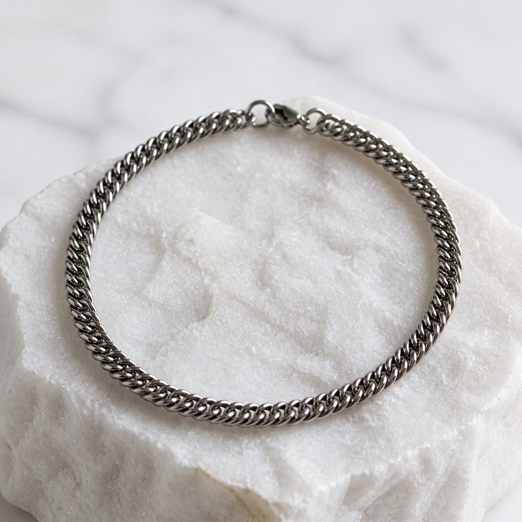 Unisex Stainless Steel Silver Chain Bracelet - Silver