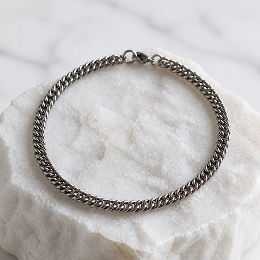 Unisex Stainless Steel Silver Chain Bracelet - Silver