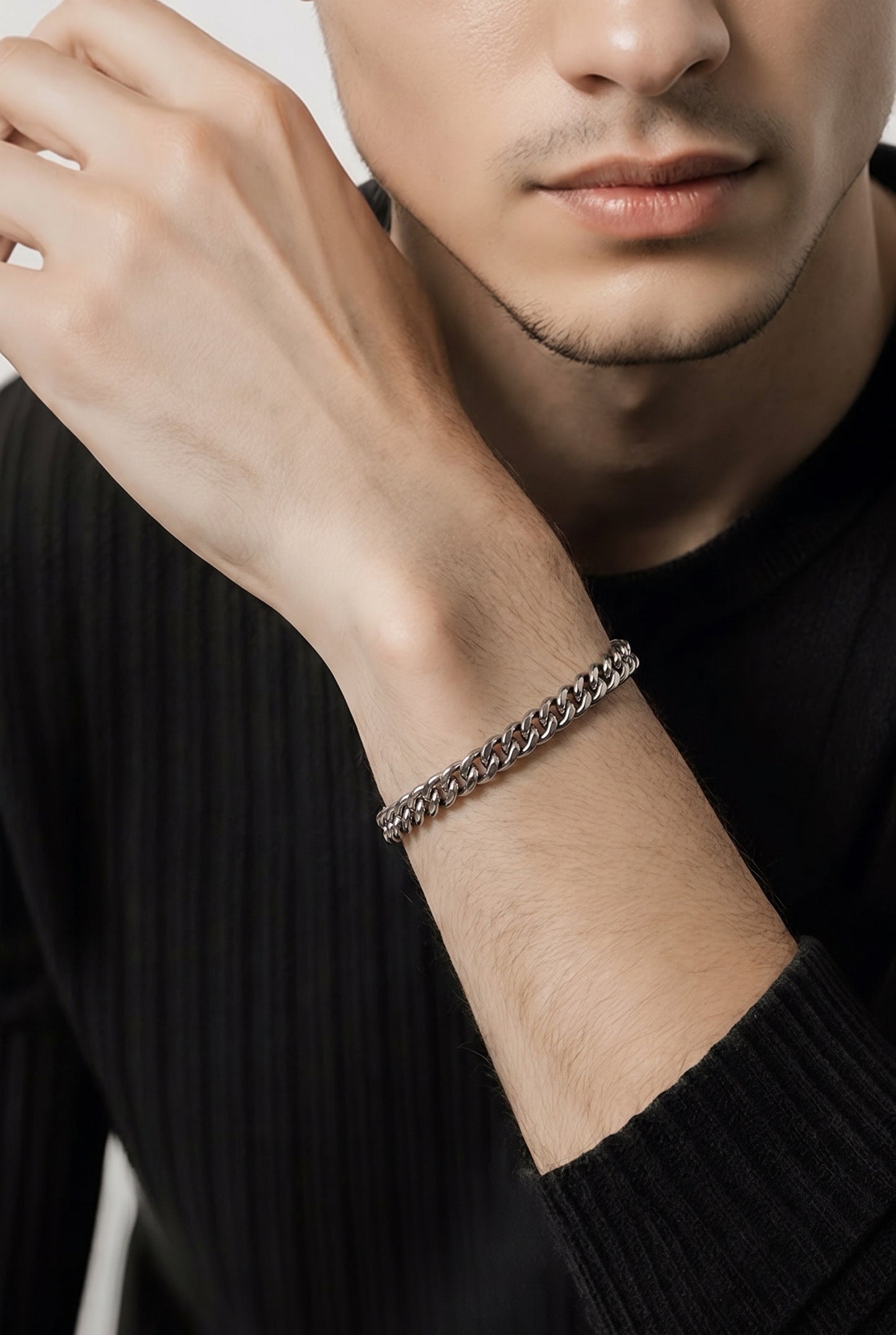 Unisex Stainless Steel Silver Chain Bracelet - Silver