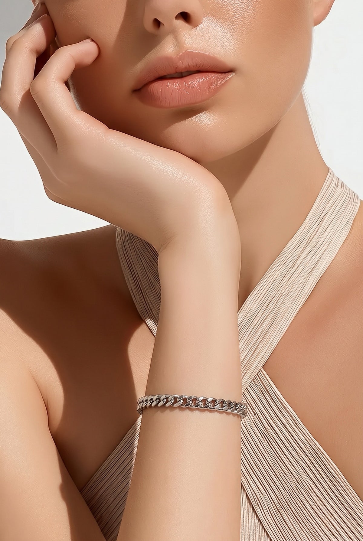Unisex Stainless Steel Silver Chain Bracelet - Silver