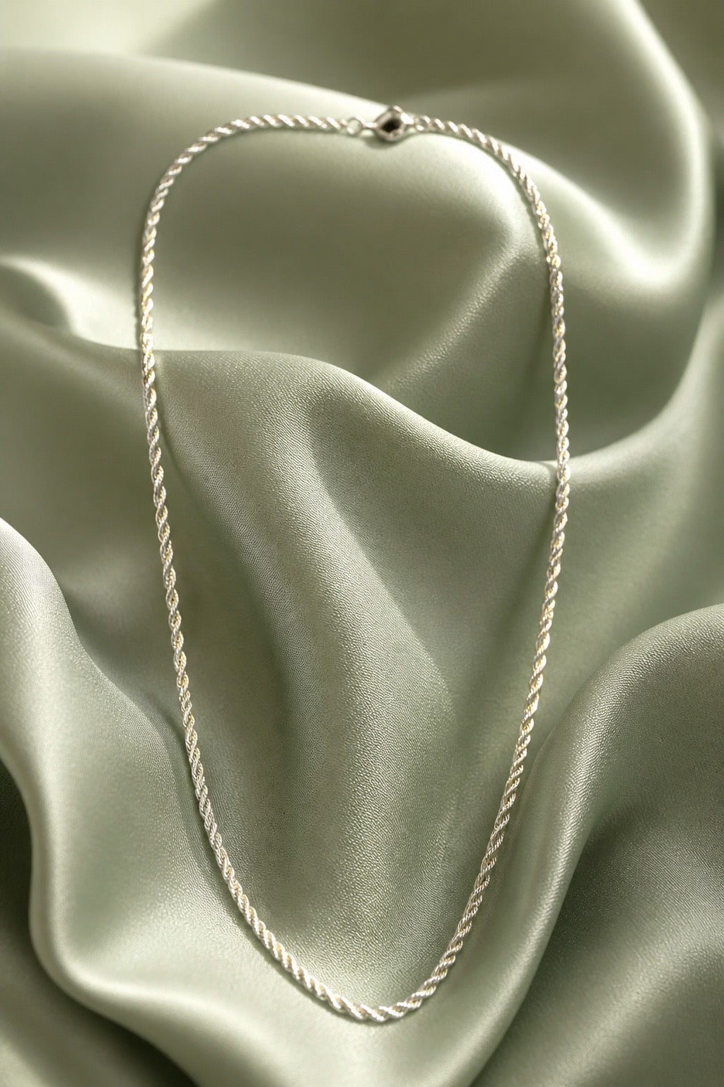 Unisex  Twisted Rope Stainless Steel Necklace - Silver