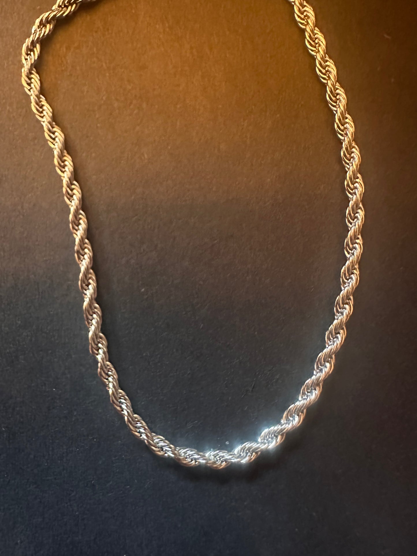 Unisex  Twisted Rope Stainless Steel Necklace - Silver