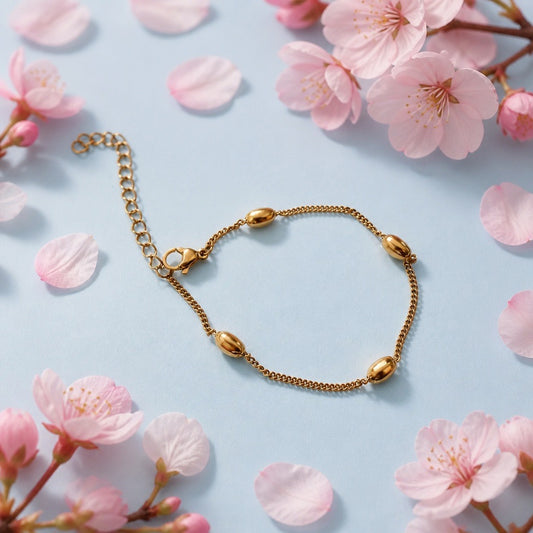 Stainless Steel Oval Bead Bracelet – Gold & Silver