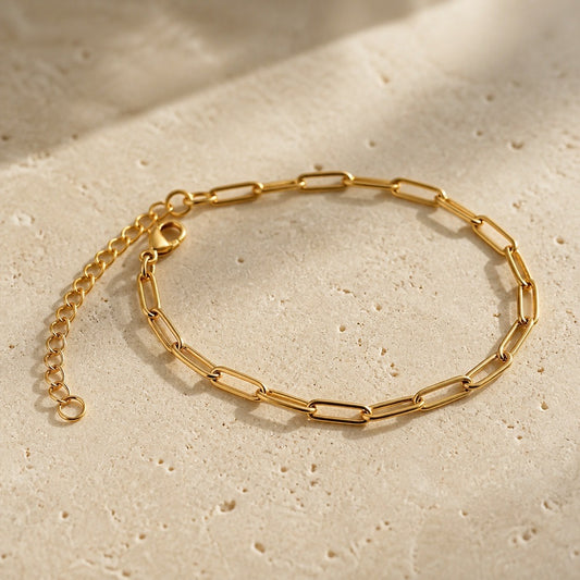 Stainless Steel Long Link Bracelet – Gold & Silver