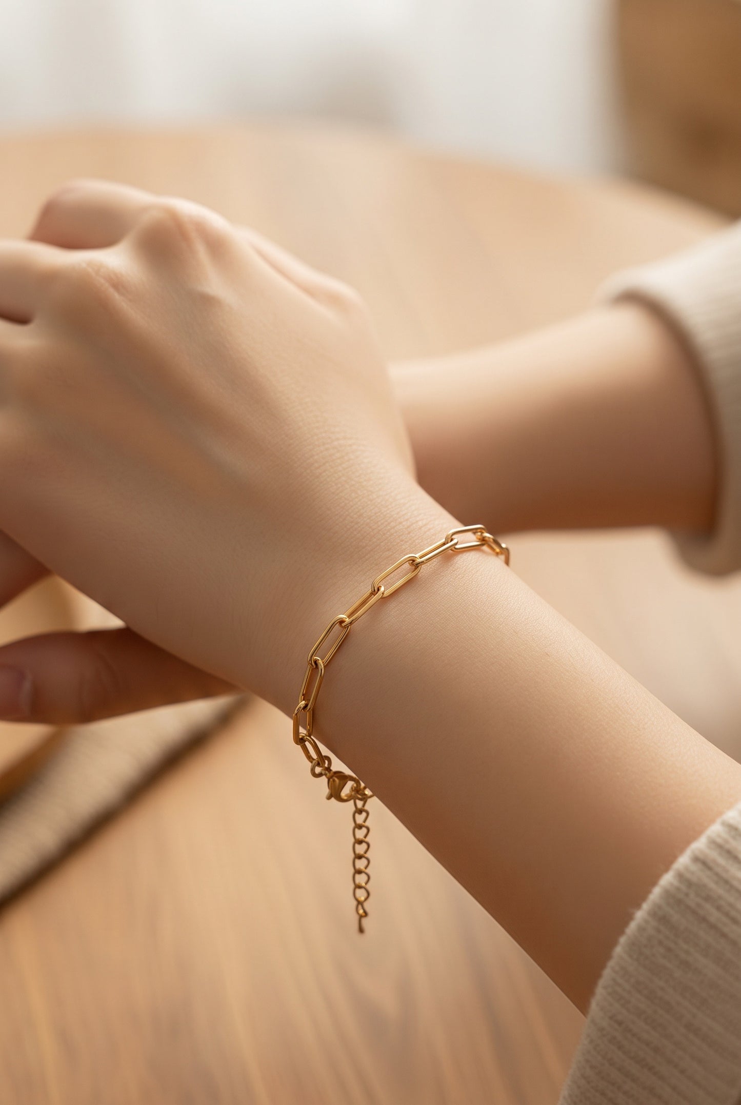 Stainless Steel Long Link Bracelet – Gold & Silver