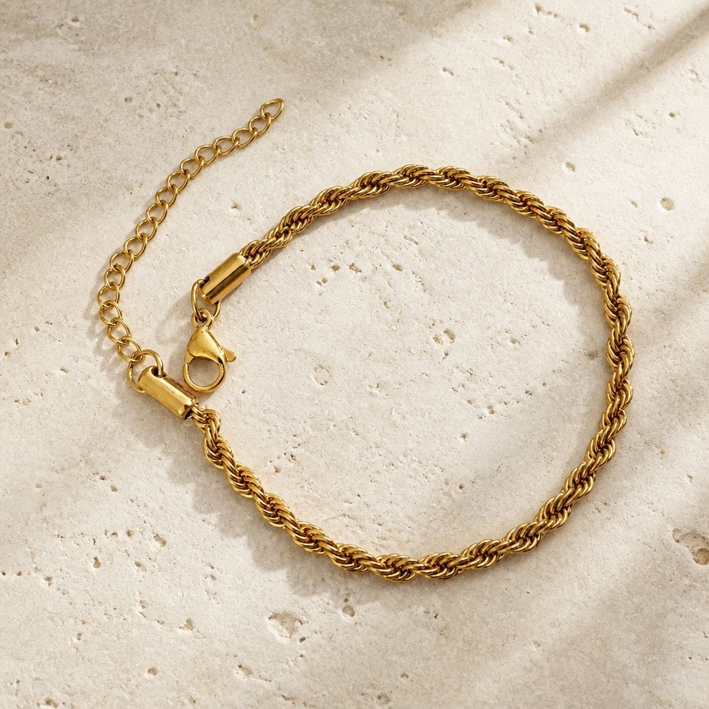 Stainless Steel Twisted Rope Bracelet – Gold & Silver