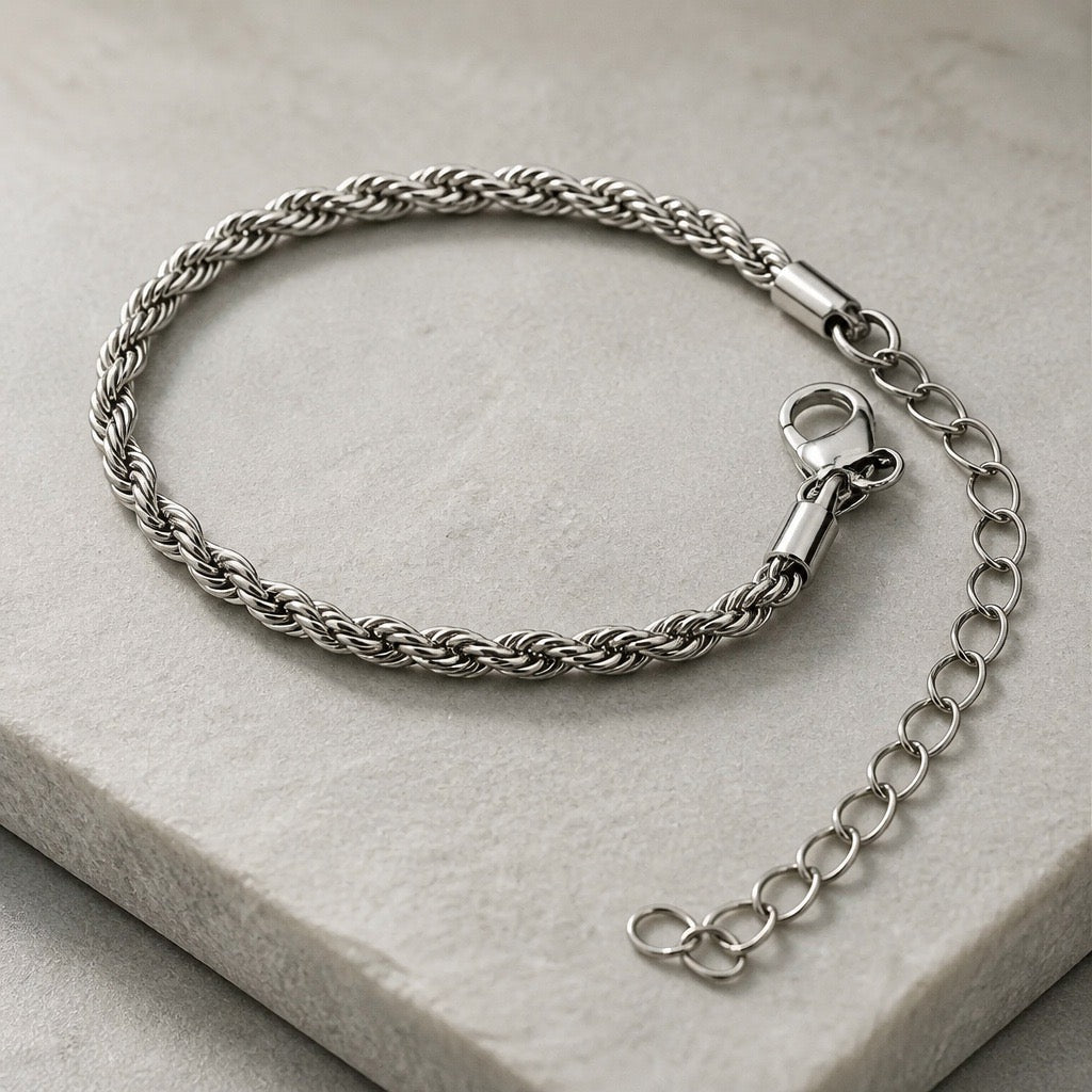 Stainless Steel Twisted Rope Bracelet – Gold & Silver