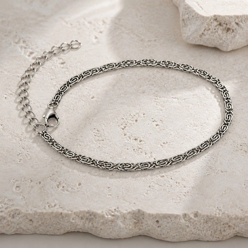 Stainless Steel Greek Key Bracelet – Gold & Silver