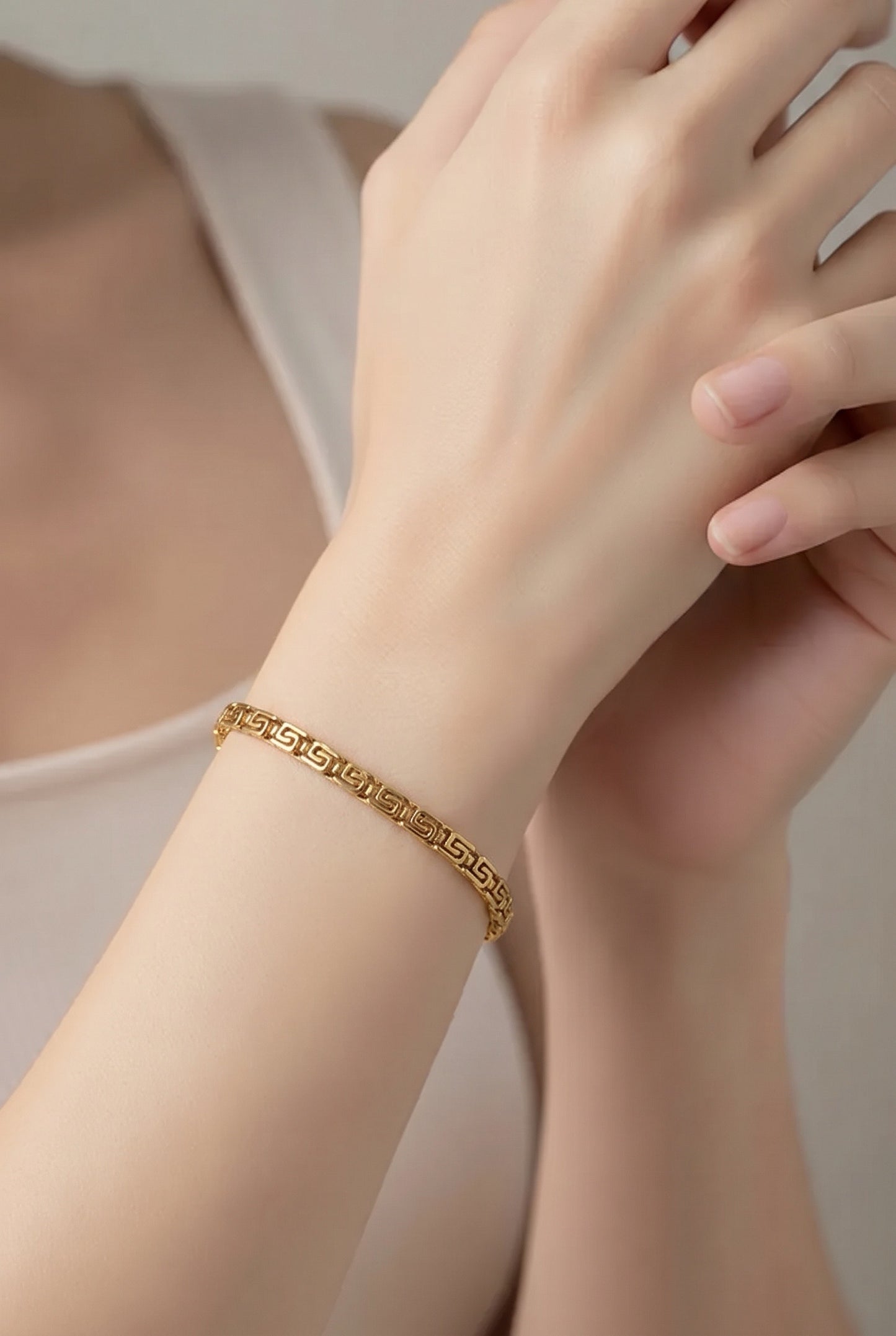 Stainless Steel Greek Key Bracelet – Gold & Silver