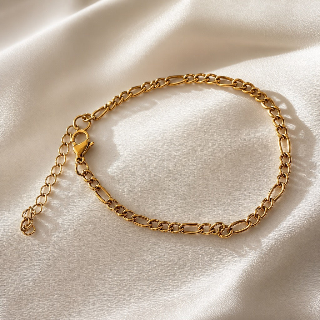 Stainless Steel Figaro Chain Bracelet – Gold & Silver