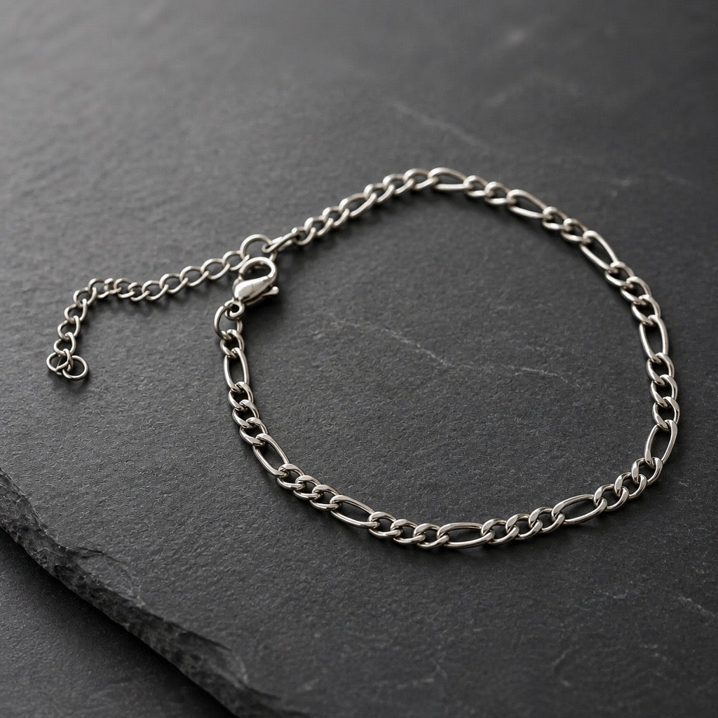 Stainless Steel Figaro Chain Bracelet – Gold & Silver
