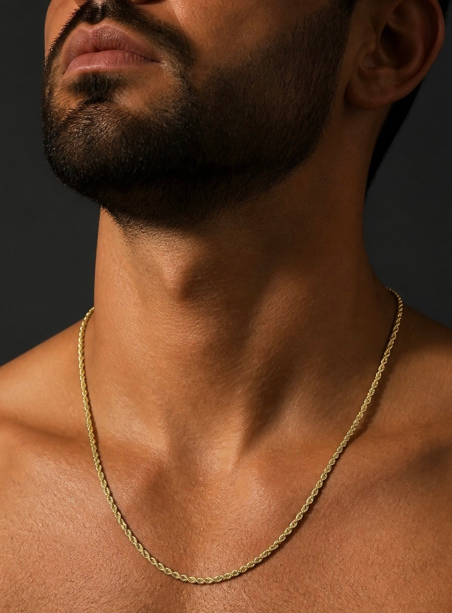 Unisex  Twisted Rope Stainless Steel Necklace - Silver