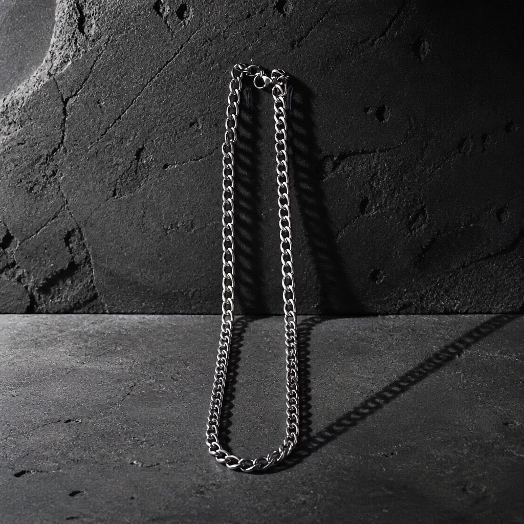 Unisex Stainless Steel Cuban Link Necklace - Silver