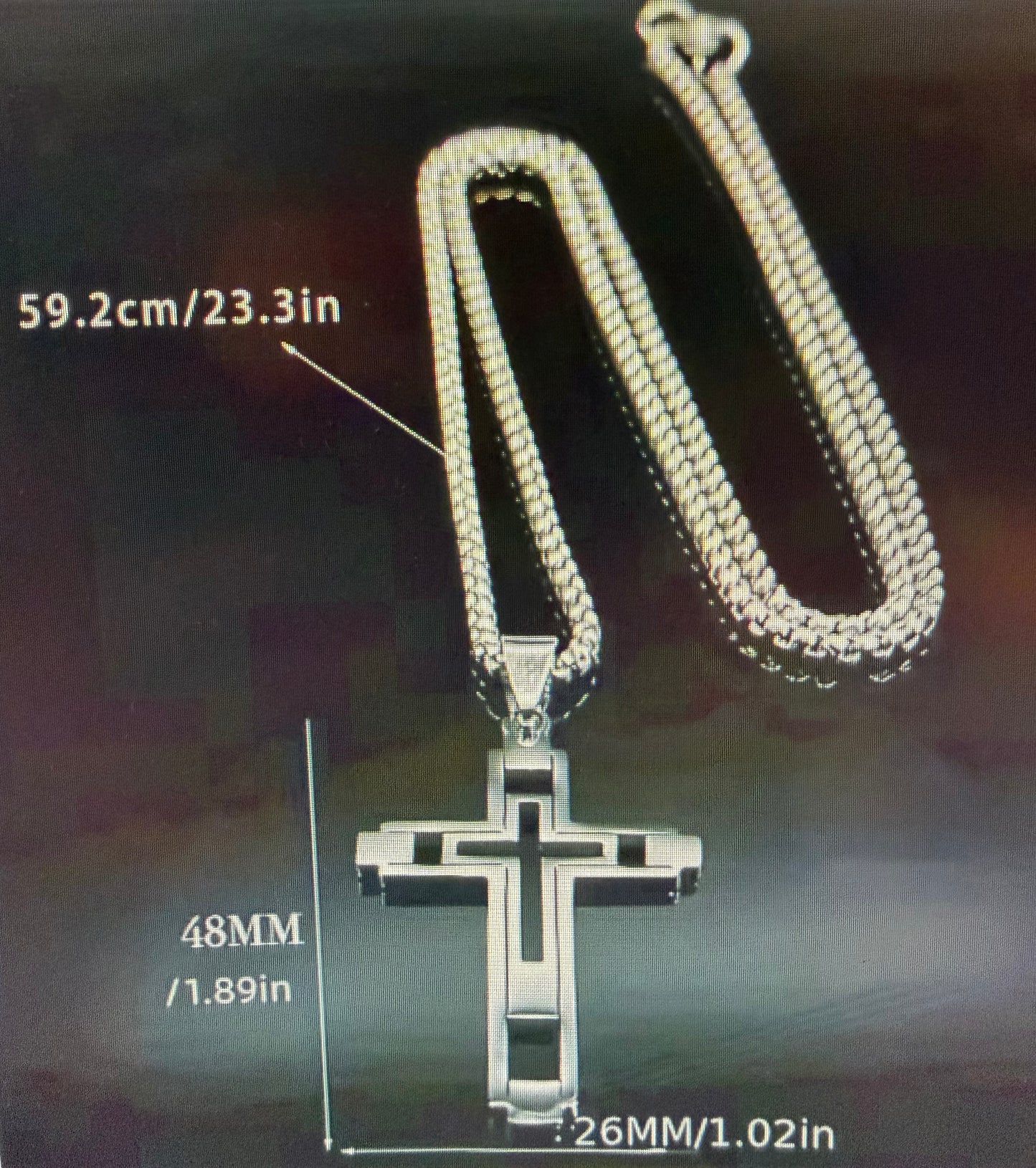 Unisex Silver Stainless Steel Cross Necklace