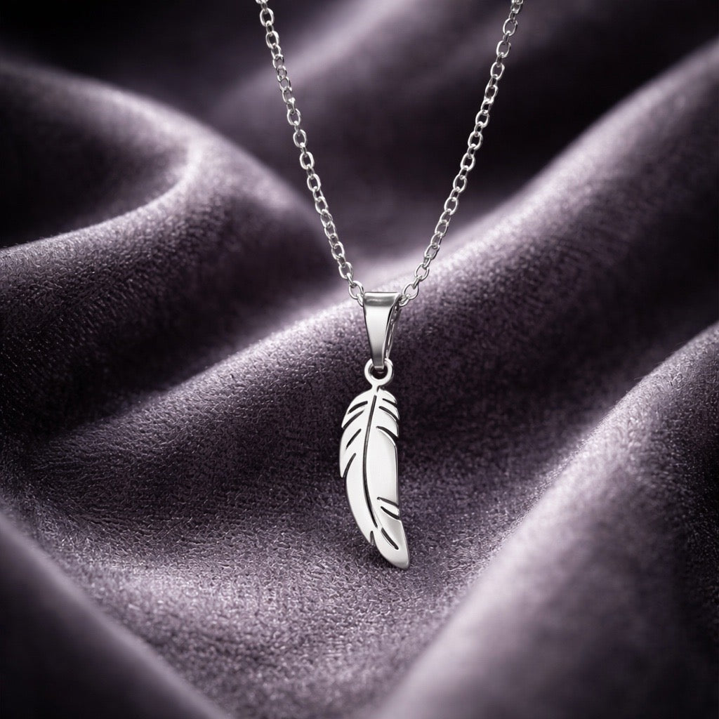 Stainless Steel Feather Pendant Necklace
