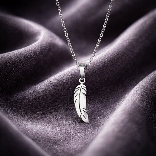 Stainless Steel Feather Pendant Necklace